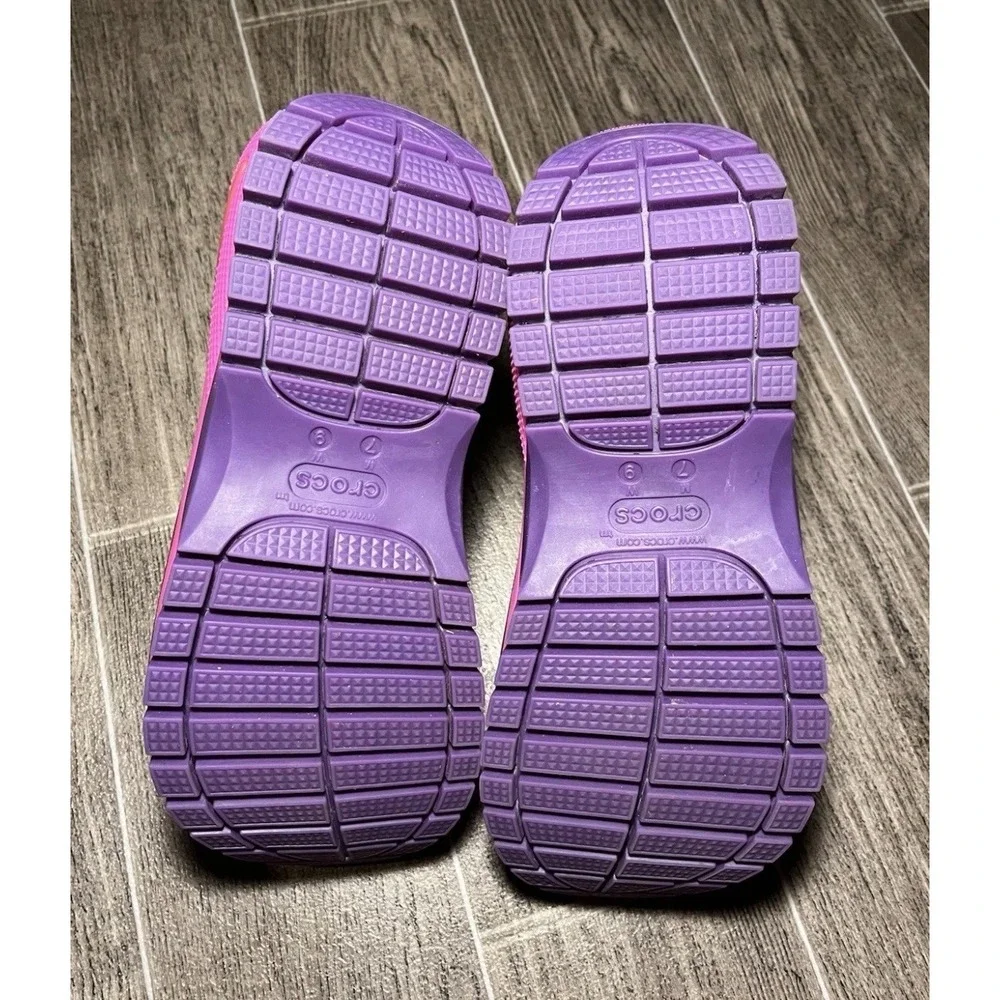 Crocs Crush Sandal Womens 9 White Pink Purple Excellent Platform Two Strap